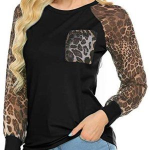 Woman Casual Tops Long Sleeve Leopard Print Shirt